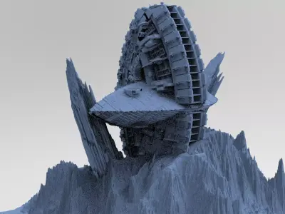 Ancient Athena Sci-Fi Mountain 7 3D model
