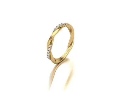 Elegant Diamond Twist Ring in 14K Yellow Gold to the Canvas band 3D print model purchase