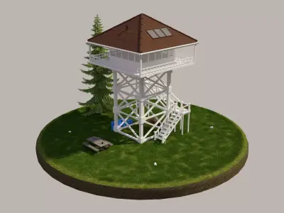 Forest Tower Low-poly 3D model