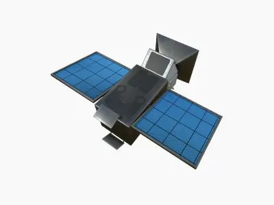Satellite E05 Steel Blue - SciFi Space Design Low-poly 3D model