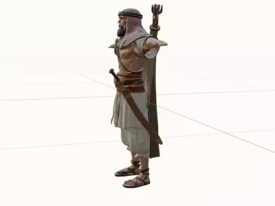 Majestic Arabian Warrior  High-Resolution 3D Model in T-Pose Low-poly 3D model
