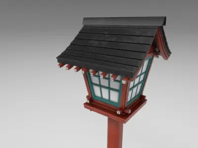 Red japanese lantern Low-poly 3D model