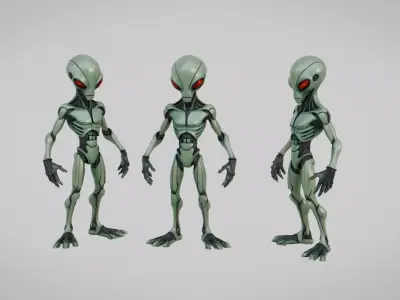 Alien Cyborg Rigged Low-poly 3D model