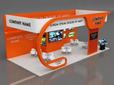 Booth Exhibition Stand Stall 6x12m Height 500 cm 3 Side Open 3D model