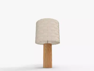 Shinola Parker Wood Table Lamp With Woven Leather 3D model