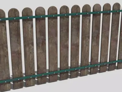 Old Wooden Fence Low-poly 3D model