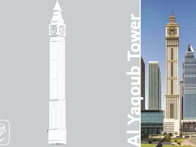 Al Yaqoub Tower Low-poly 3D model