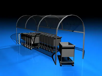 Shopping carts with cover 3D model