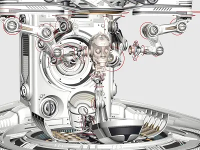 Sci - Fi Circular Construction Pod - Rigged 3D model