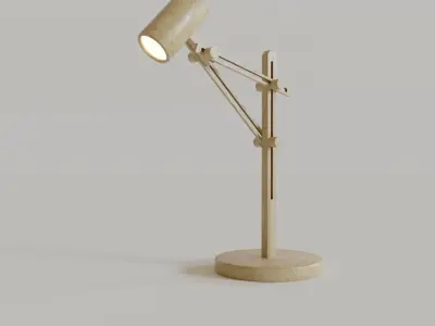 Wooden Desk Lamp Free low-poly 3D model