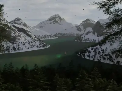 Alpine Lake Cinematic Environment 3D model
