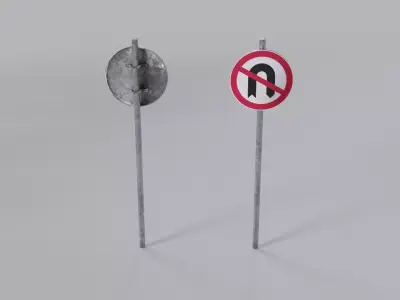 Regulatory Trafic Signs Pack Low-poly 3D model