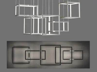candela pendant light with four cubes hanging from it 3D model