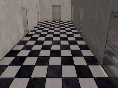 PSX Retro - Hallway Low-poly 3D model