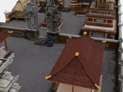 Balinese Brick Temple Traditional Brick Wall Temple 3D model