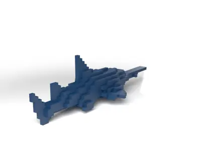 Sawshark Minecraft Voxel Low-poly 3D model