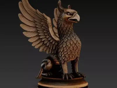 The Regal Griffin Statue Combines Eagle and Lion Features 3D print model