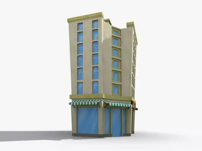 Cartoon Building x10 Low-poly 3D model