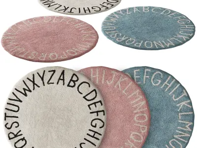 389 Rug ABC natural black by Lorena Canals carpet kit for kids 3D model