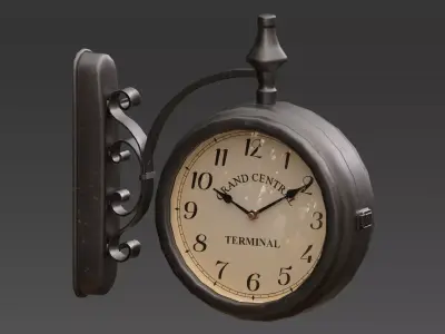 Street Clock Low-poly 3D model