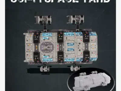 Sci-fi space yard Low-poly 3D model