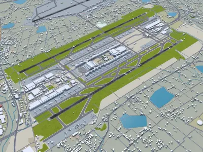 Taiwan Taoyuan Airport 10km Low-poly 3D model