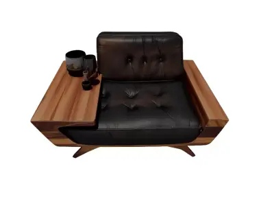 Modern Lounge Chair with Integrated Side Table 3D model