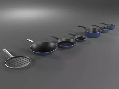 Kitchen Pan Set 3D model