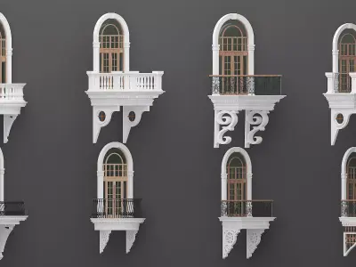 Classic Balcony Door 3D model