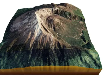 Mount Meru 3d terrain Low-poly 3D model