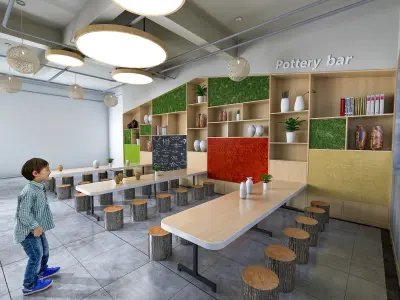Pottery Workshop - Classroom Interior 3D Model 3D model