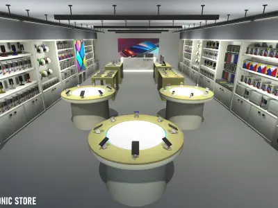 Electronic store - pavilion Low-poly 3D model