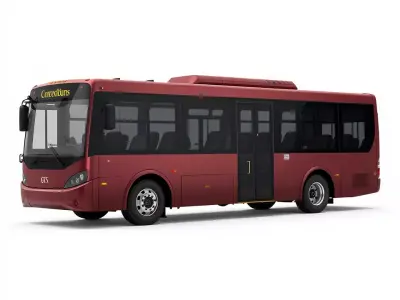 Crimson Bus model pack Low-poly 3D model