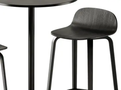 Visu Bar Stool and Still Cafe Table by Muuto 3D model