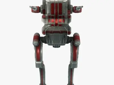 Sci-fi robot animated low poly Low-poly 3D model
