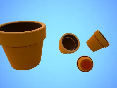 FLOWER POT CARTOON STYLIZED Low-poly 3D model