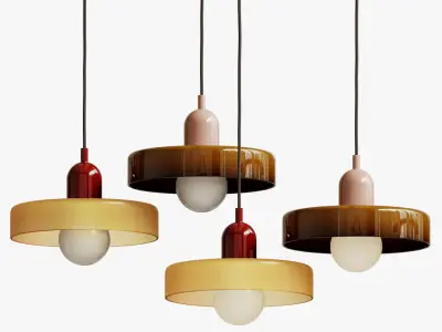 Bauhaus Stained Glass Pendant Light 3D model