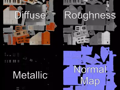 Vintage Brick House model pack Low-poly 3D model