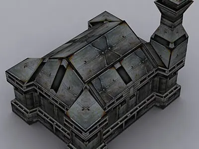 Sci-Fi Buildings collection Low-poly 3D model