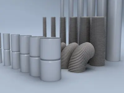 Set of mounting plastic tubes Low-poly 3D model