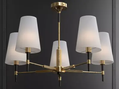 ZARAGOZA gold chandelier with shades Low-poly 3D model
