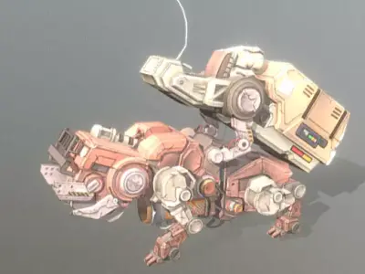 CYBORG Robotic BULLDOG Bull Attack fbx png 3D model