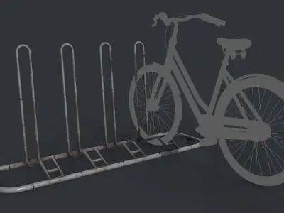 Bike Rack 8 PBR Game Ready Low-poly 3D model
