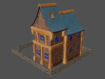 stylized medieval house Low-poly 3D model purchase