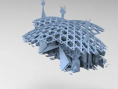 Bee Hive sci fi tower 2 versions 3D model