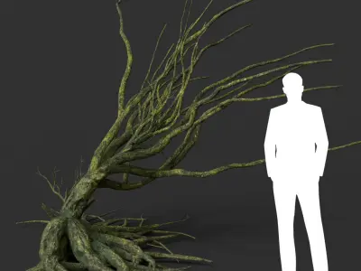 Low poly Mossy Jungle Dead Tree Low-poly 3D model