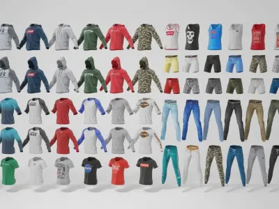 Male mannequins with clothes RELAXED pack 3D model