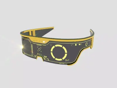 SciFi Glasses Visor 07 Yellow - Character Design Fashion Low-poly 3D model