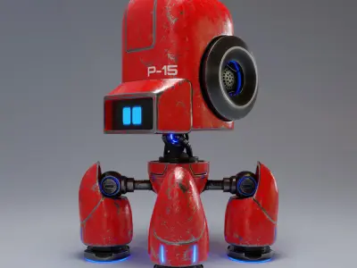 Cute Spider Robot Red 3D model