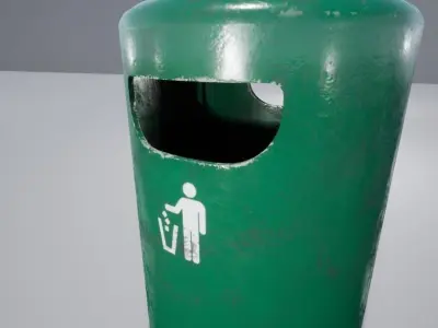 Round Trashcan Low-poly 3D model